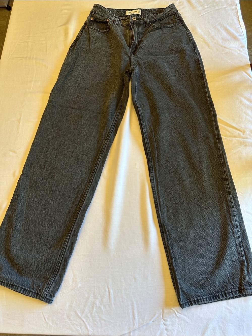 Abercrombie & Fitch Curve Love The Loose High-Rise Black Straight Jeans